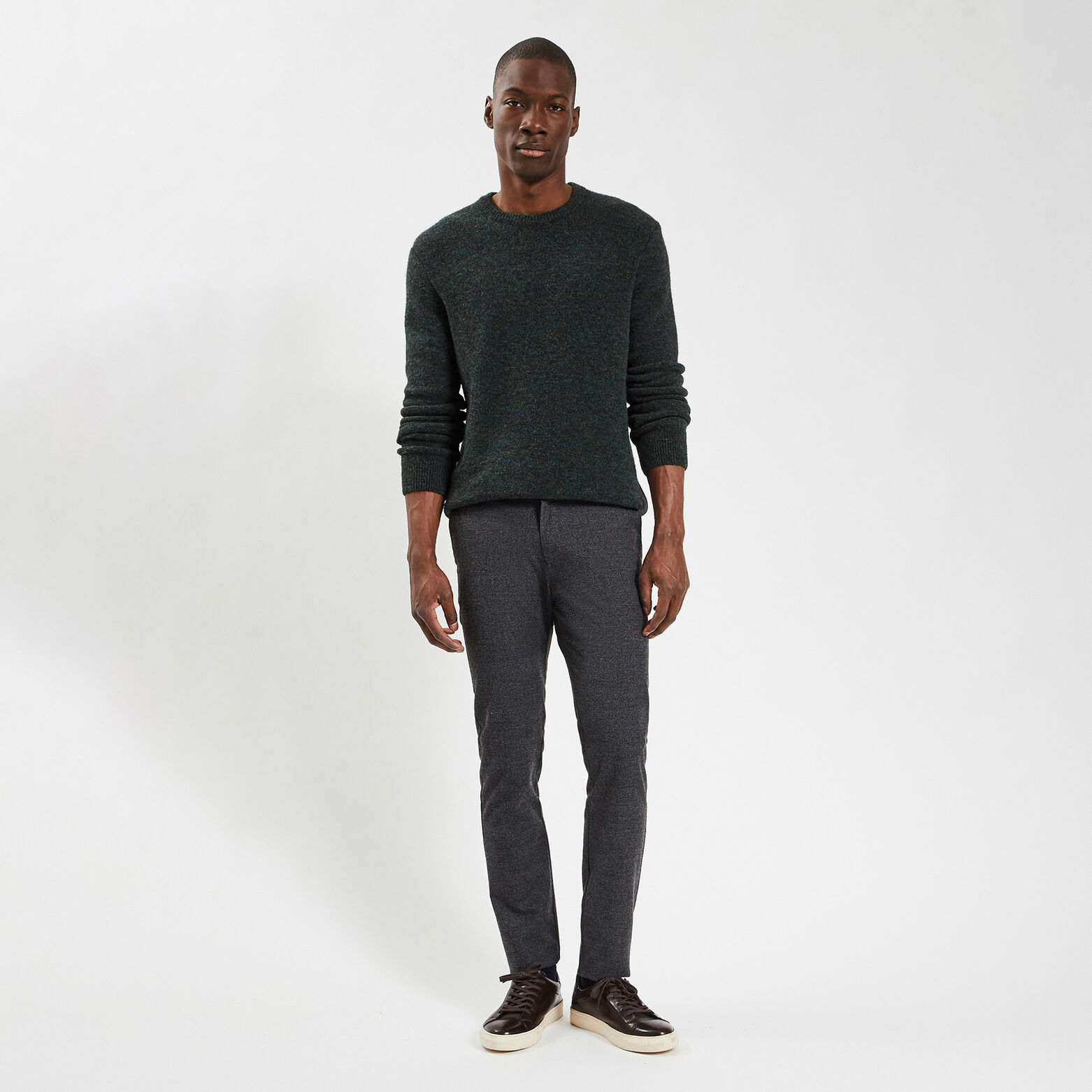Pull col rond épais Vert