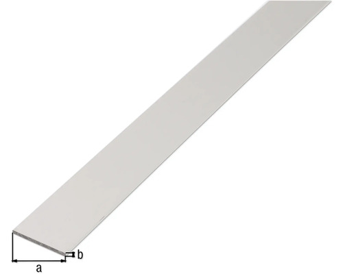 Platte staaf, aluminium, zilver geanodiseerd, 40x3 mm, 2 m