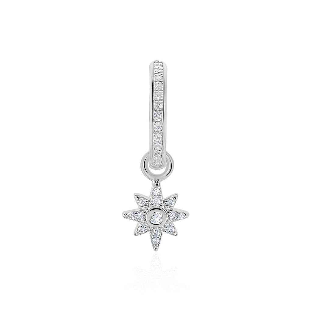 Créole Unitaire Ancelin Rondes Argent Blanc Oxyde De Zirconium