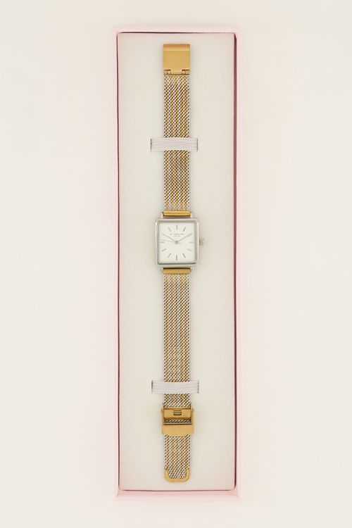 Vierkant horloge met multikleur schakelband