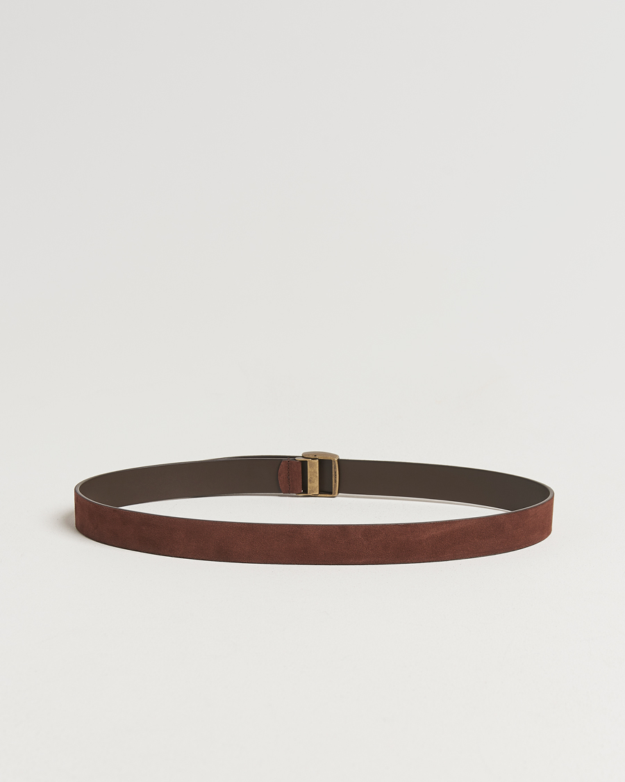 Anderson's Suede Buckle Belt 3cm Dark Brown