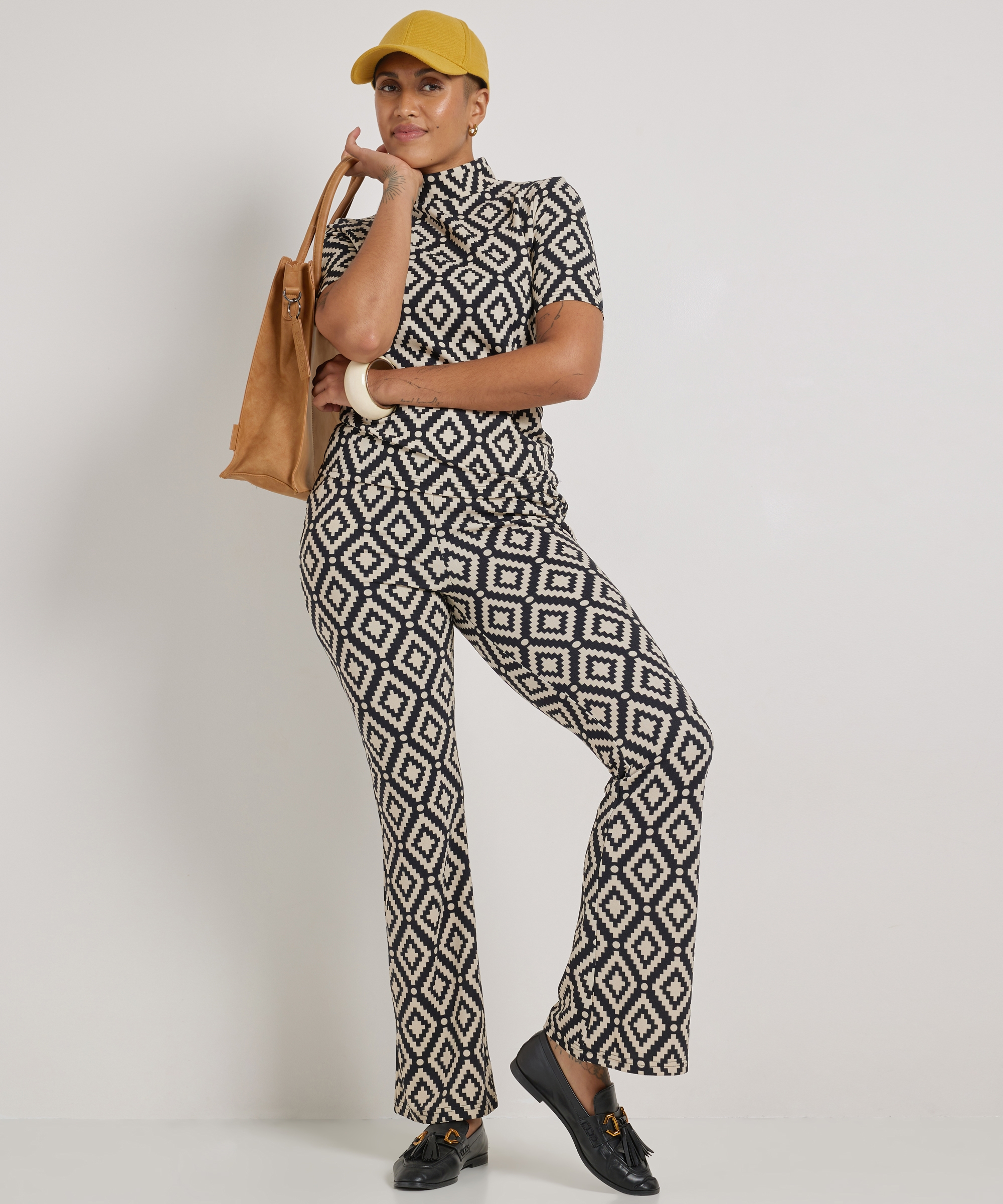 flared fit jersey broek met print
