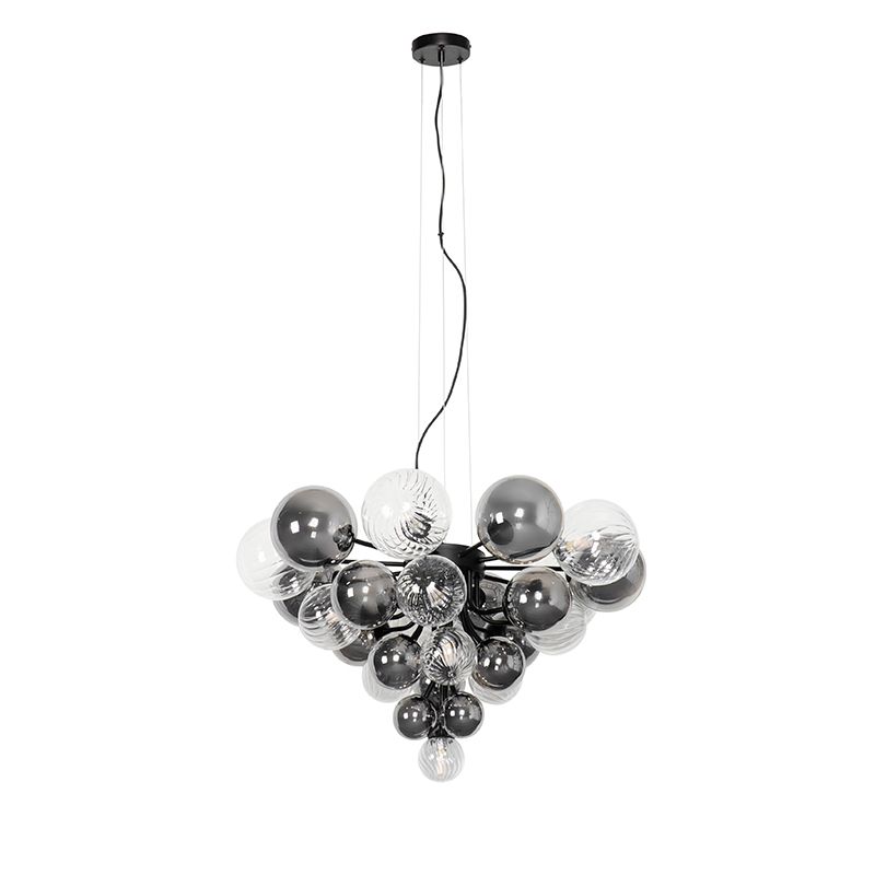 Hanglamp zwart met smoke en helder glas 13-lichts - Bonnie