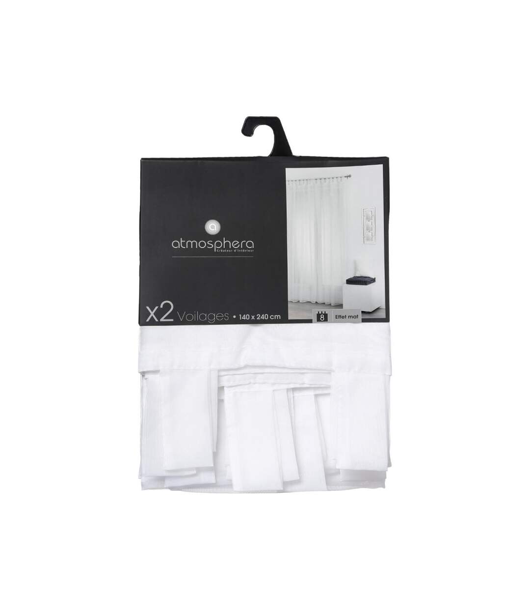 Lot de 2 Rideaux Voilage Pattes 140x240cm Blanc