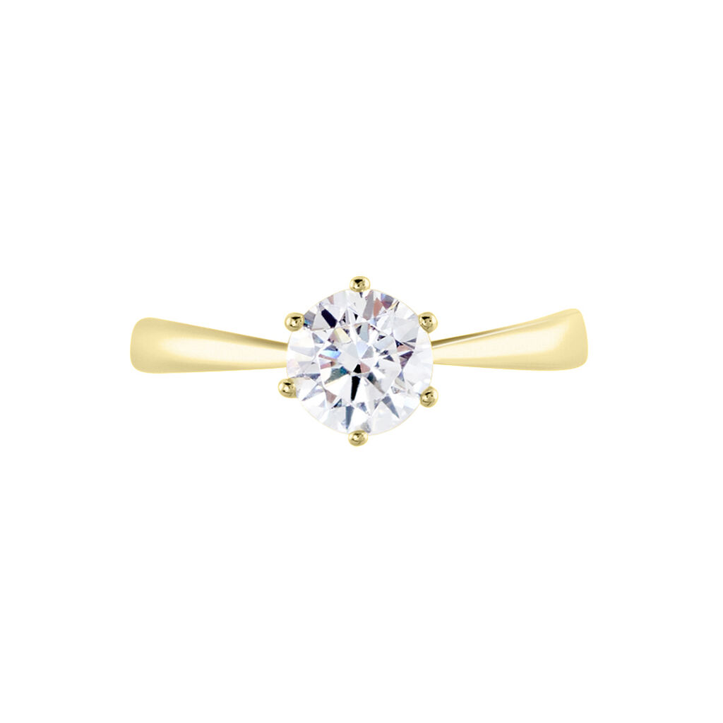 Solitaire Or Jaune Laurian Oxyde De Zirconium Blanc