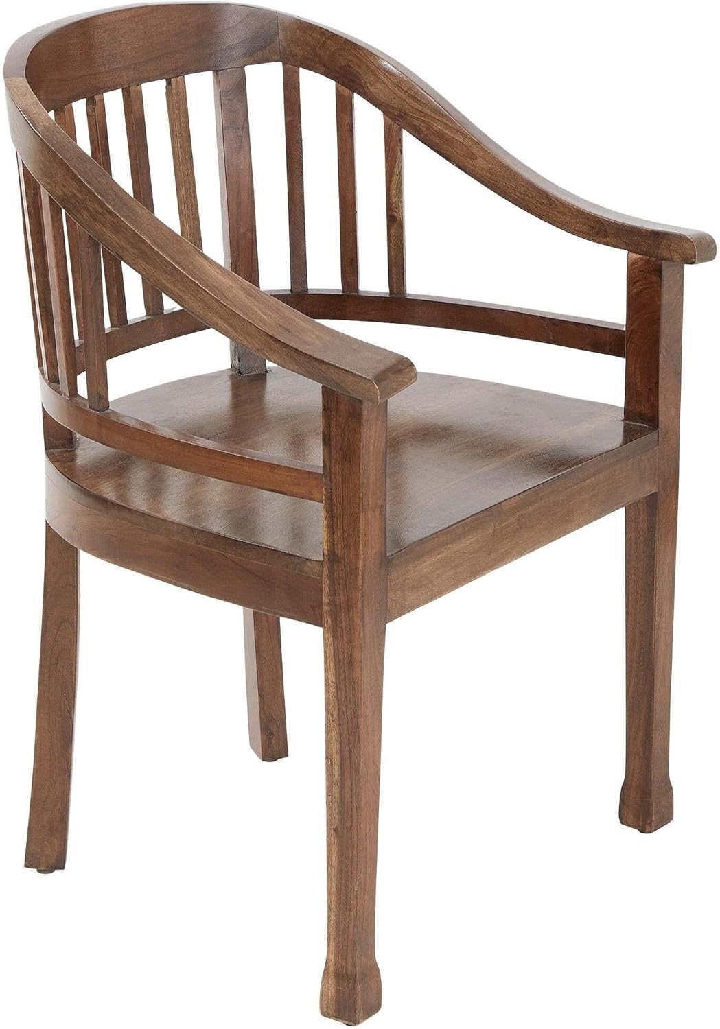 BUTLERS antiker Holzstuhl aus edlem Akazien- und Mangoholz | Stühle für Esszimmer | Armlehnstuhl für Wohnzimmer in Dunkelbraun