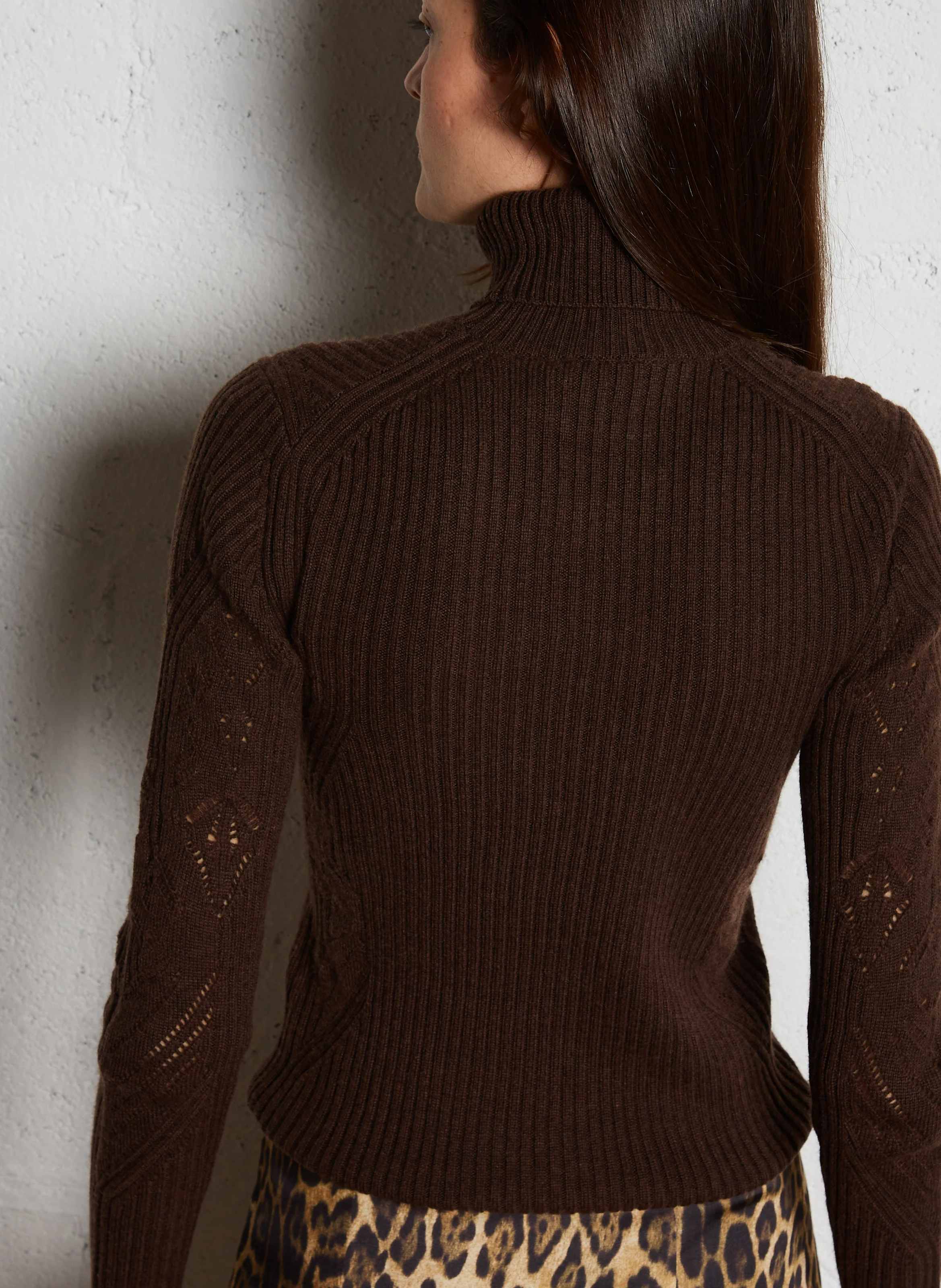 ARON - Pull col roulé en laine mélangée | Marron