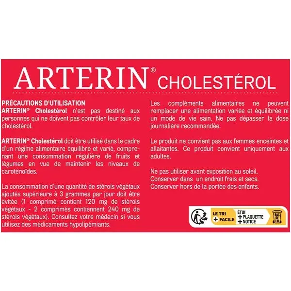 Arterin Cholestérol Avec Actifs d'Origine Naturelle 90 Comprimés