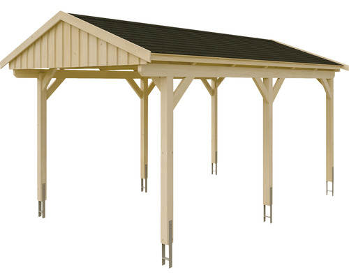 SKAN Holz Fichtelberg enkele carport inclusief zwarte dakshingles, 317 x 566 cm, natuurlijke afwerking