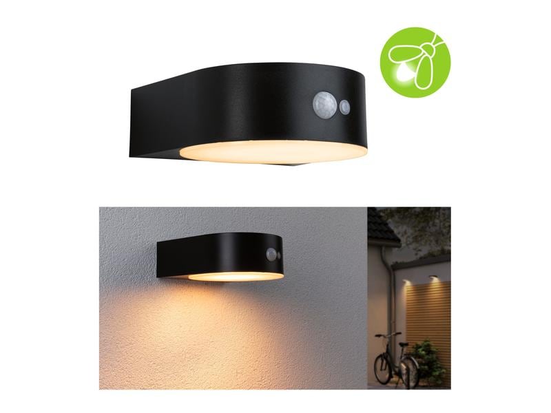 Paulmann Wandleuchte Solar Eileen, 2200K, Schwarz Sonnenbetriebene Leuchte ohne Stromkabel