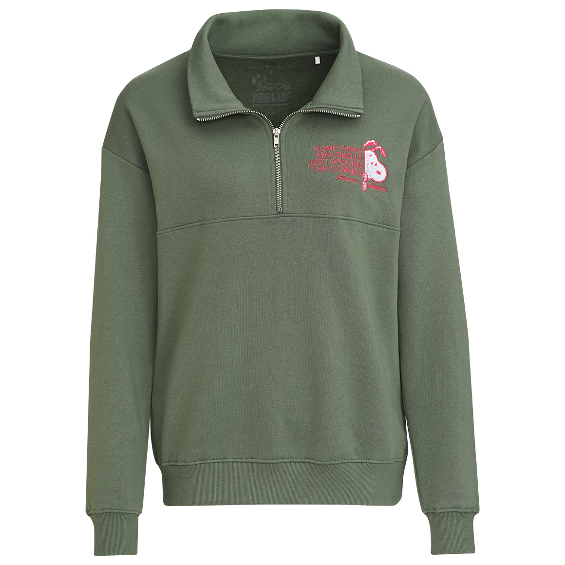 Jonas Nielsen Peanuts Sweatshirt im Troyer-Style dunkelgrün