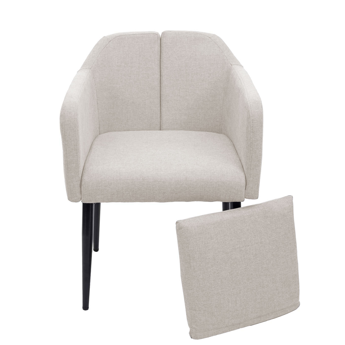 2er-Set Esszimmerstuhl MCW-H93, Küchenstuhl Lehnstuhl Stuhl ~ Stoff/Textil creme-beige