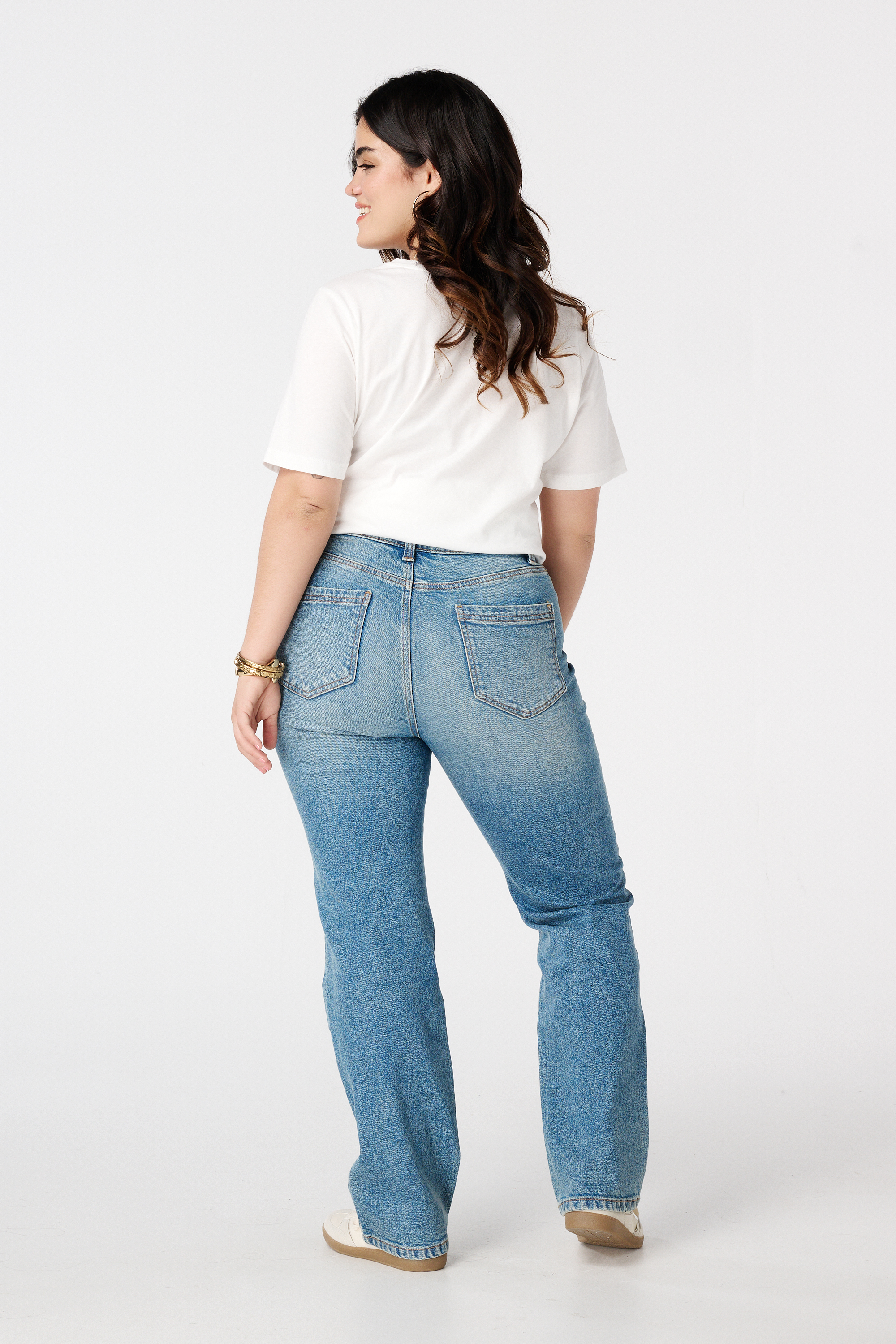 Straight leg jeans met mid waist Stonewash Denim