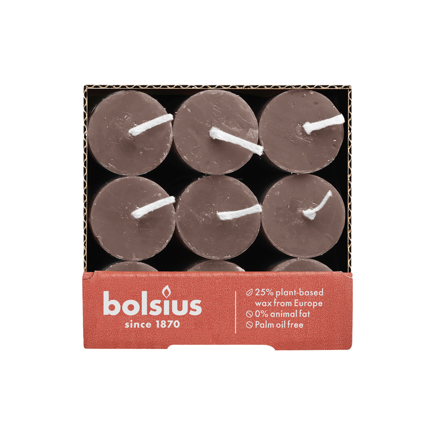 Bolsius Rustieke Tafelkaars 270/23 Rustic Taupe (9 stuks)
