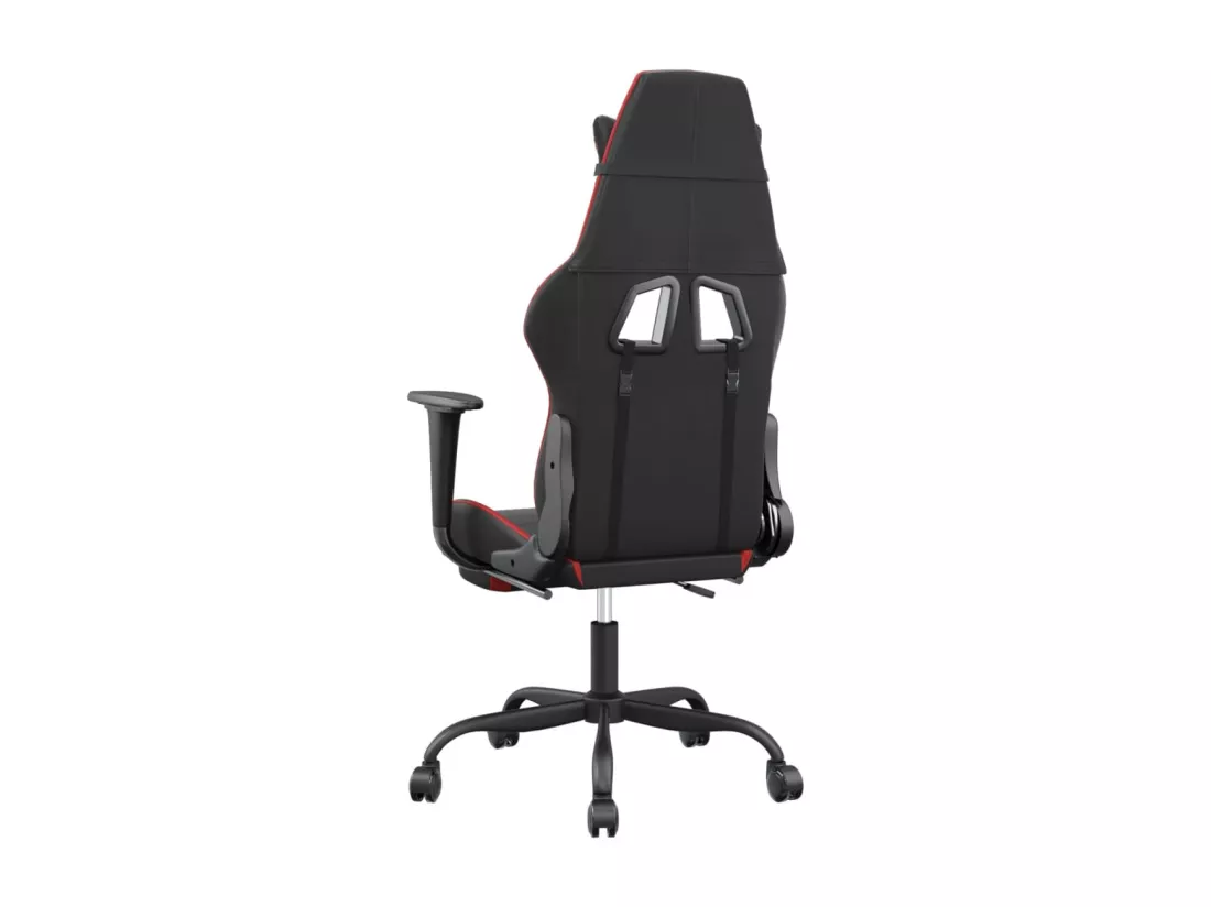 Chaise de jeu avec repose-pied Noir et rouge Similicuir