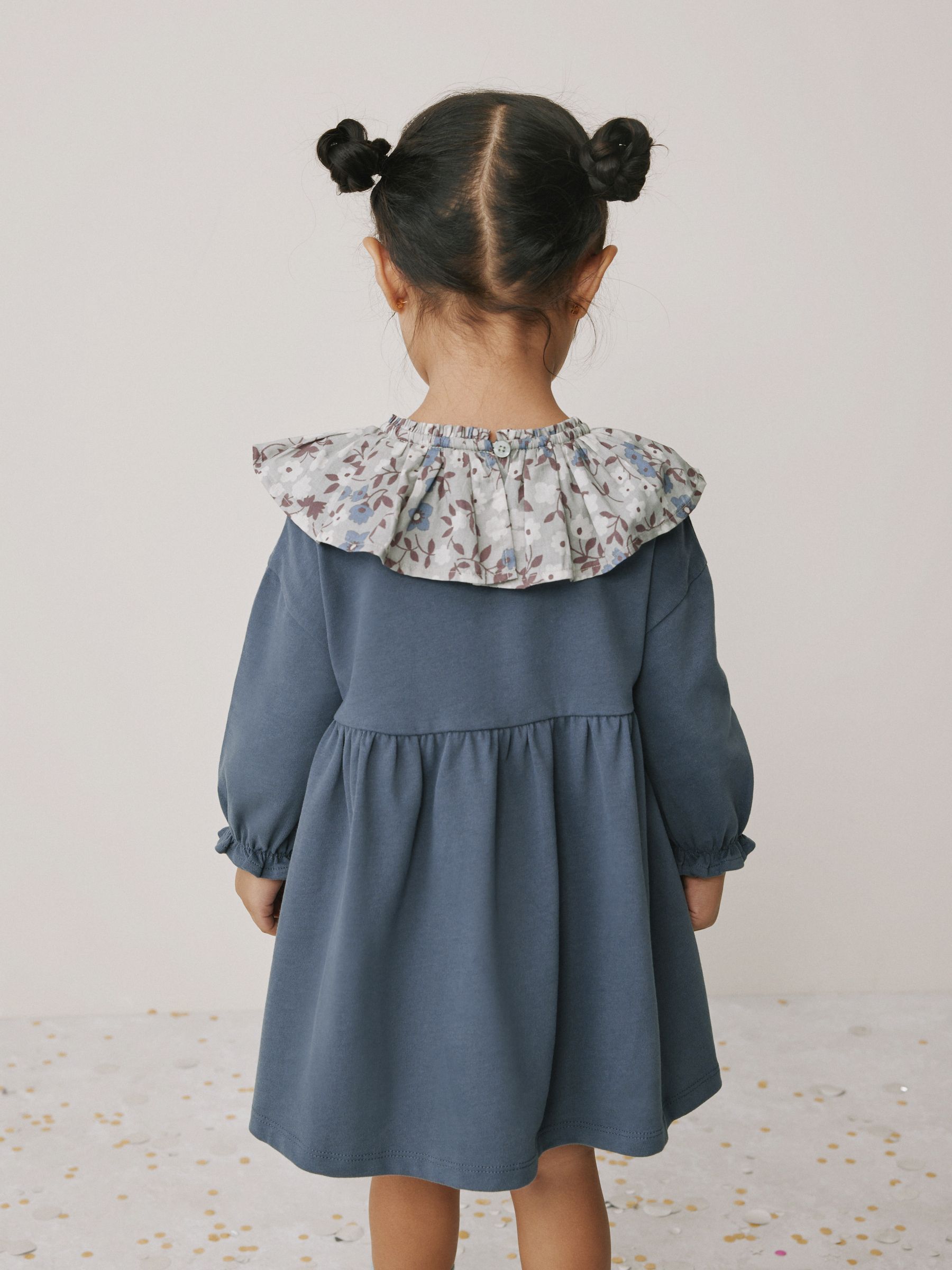 Blauw - Jurk met lange mouwen en kraag (3mnd-7jr)