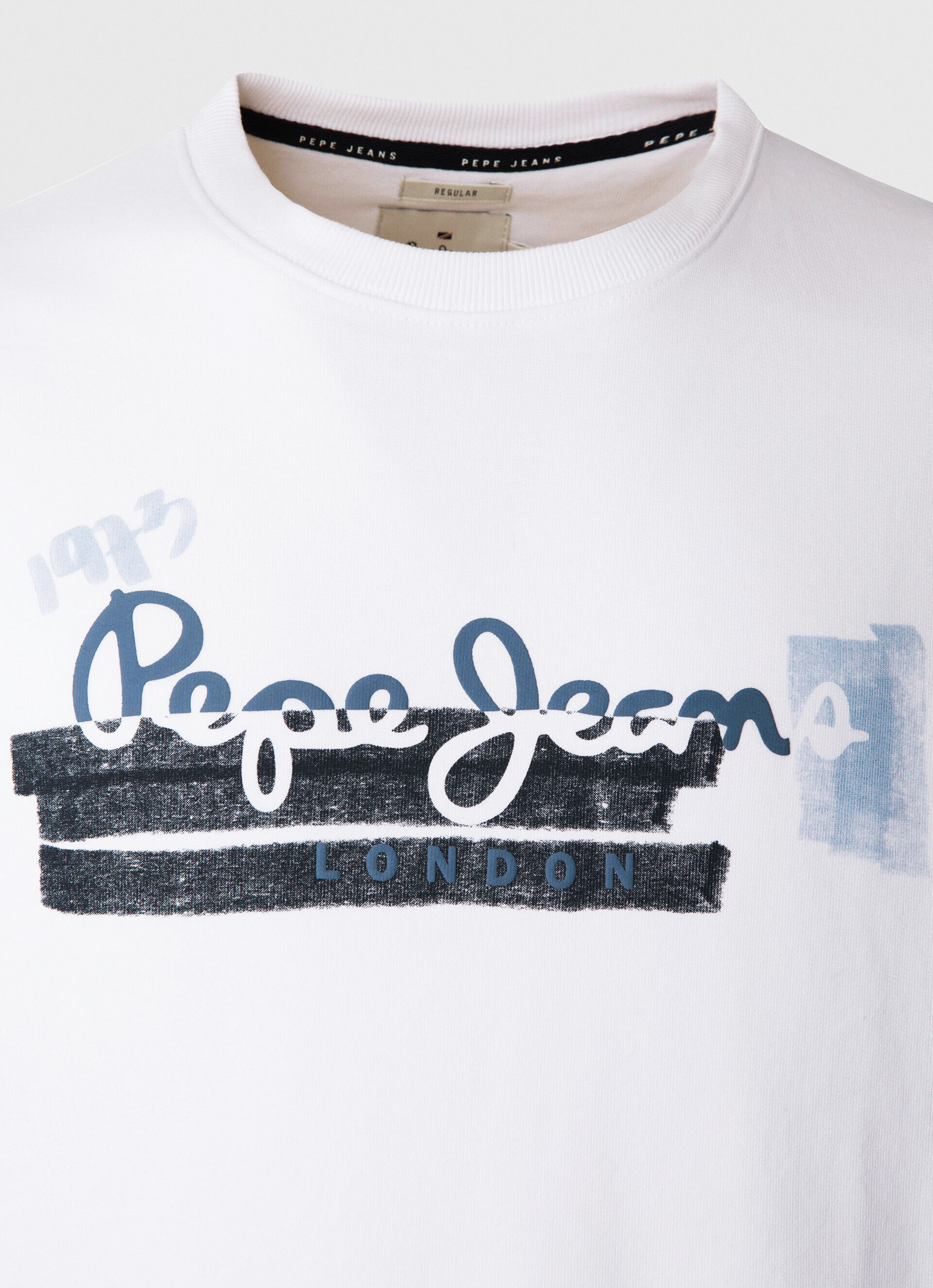 Moletom de algodão com gola redonda - branco