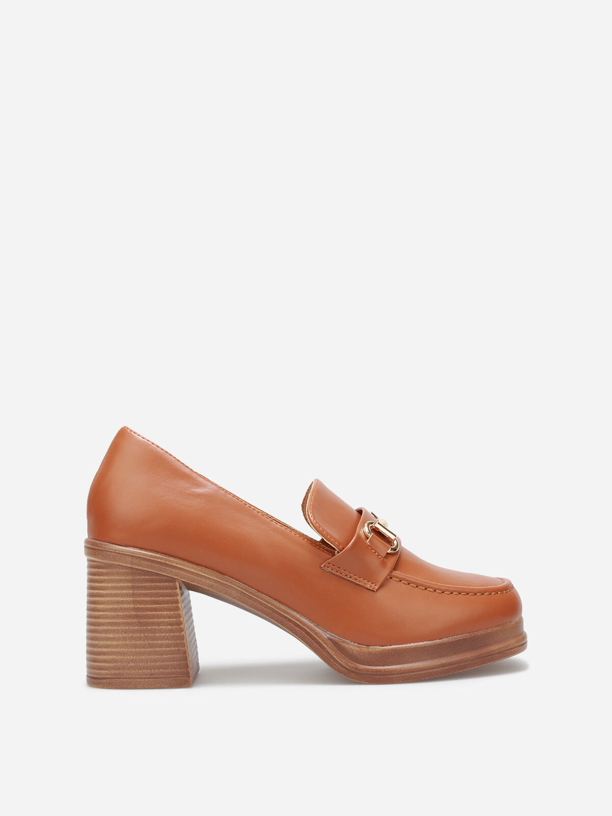 Mocassins à talon et mors- Marron clair