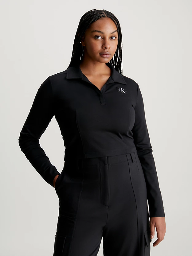 Camisa polo Milano slim de manga comprida