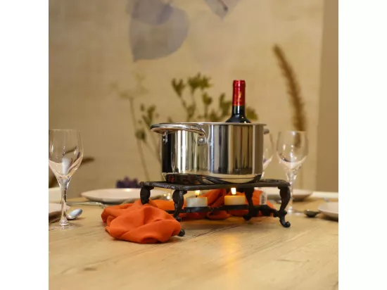 Chauffe plat en fonte marron 33.5 x 15 x 8 cm