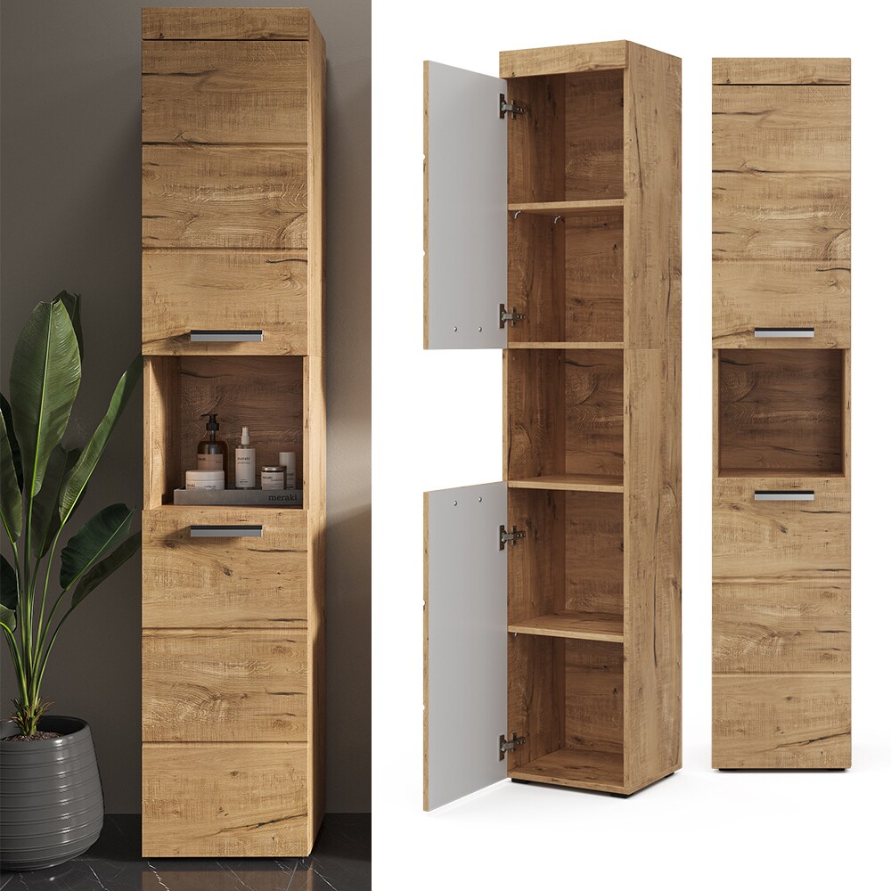 Vicco Hochschrank Badschrank Badezimmerschrank Luna 2 Türen Ablage 5 Fächer