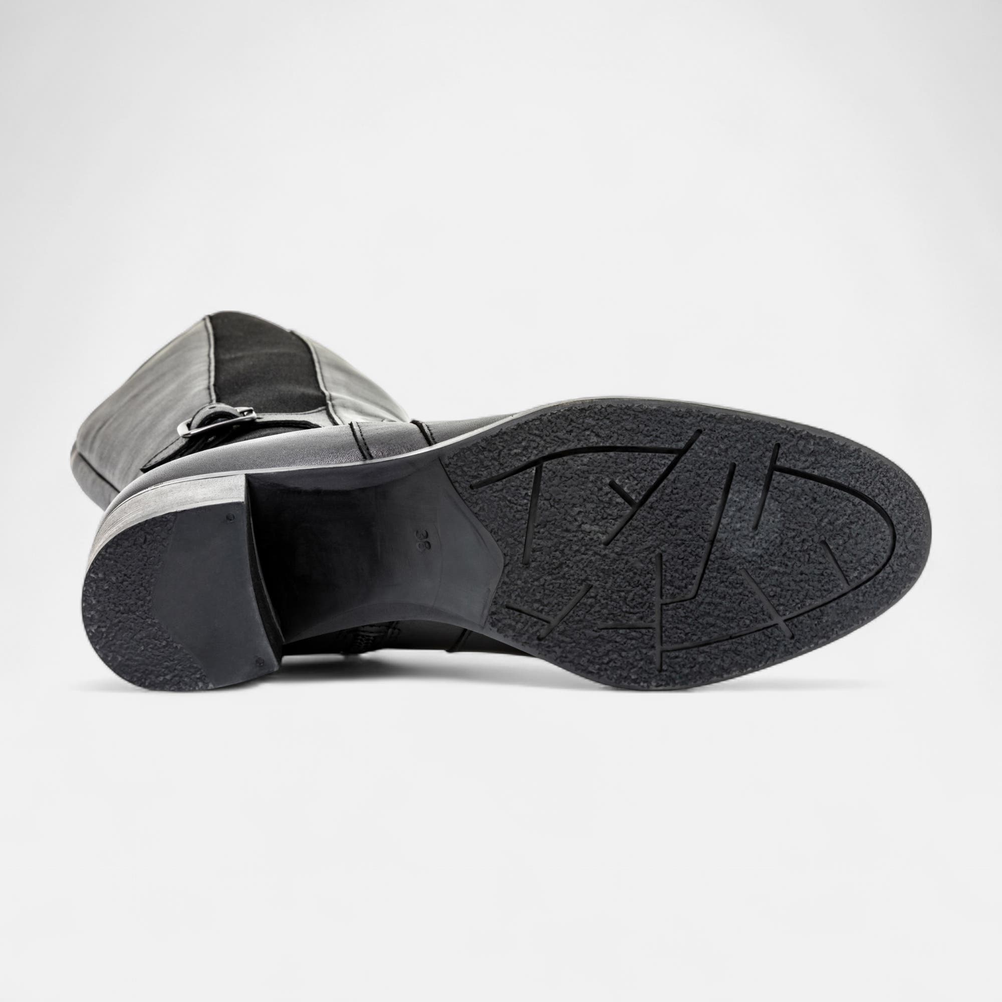 Bottes à talon Femme en cuir noir