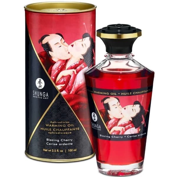 Shunga - Varmeeffekt Massasjeolje Intens Kirsebærsmak 100 Ml