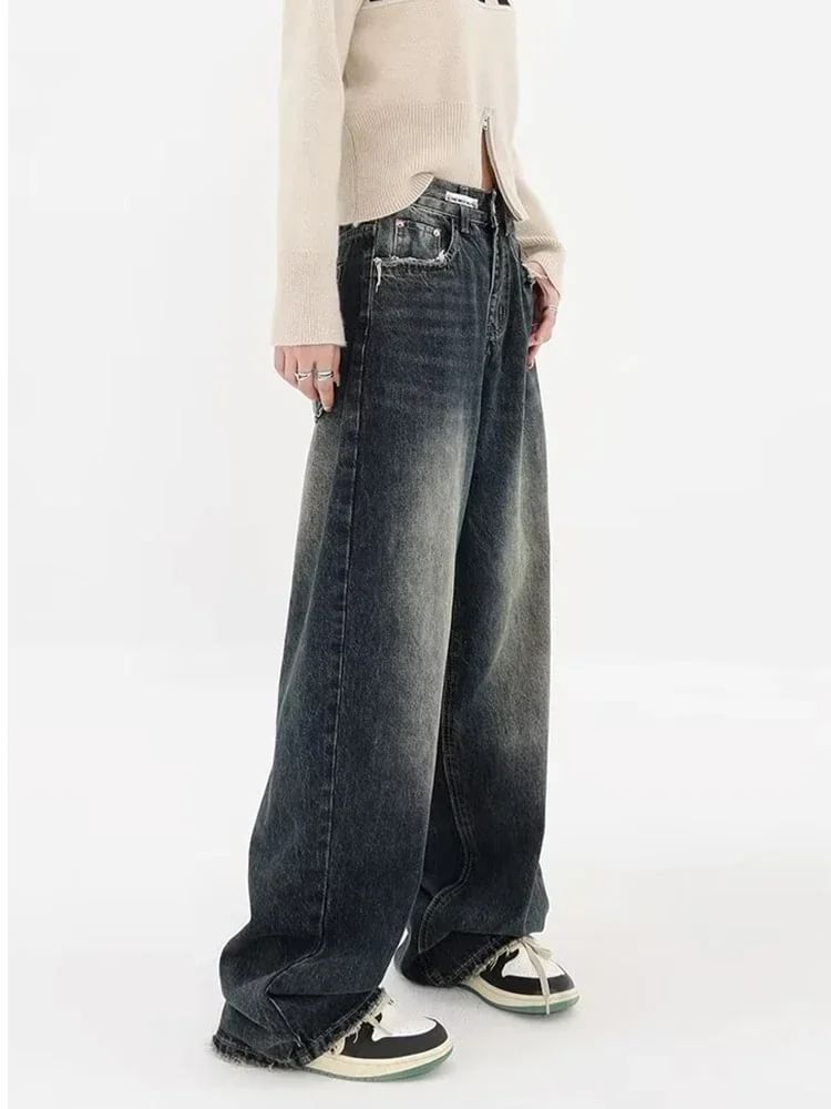 Jerolenea - Lage taille losse rechte jeans