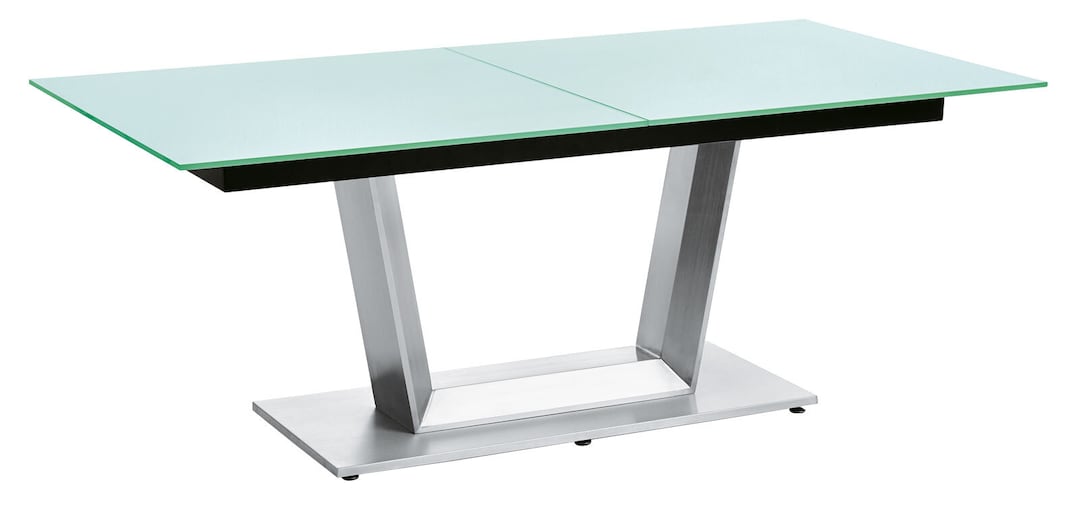 MONDO Esstisch COMEDOR 180-240 x 100 cm Edelstahl /Glas silberfarben