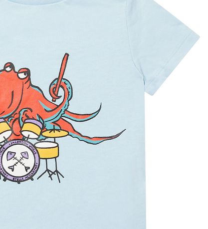 Stella McCartney Kids T-Shirt - Hellblau m. Tintenfisch