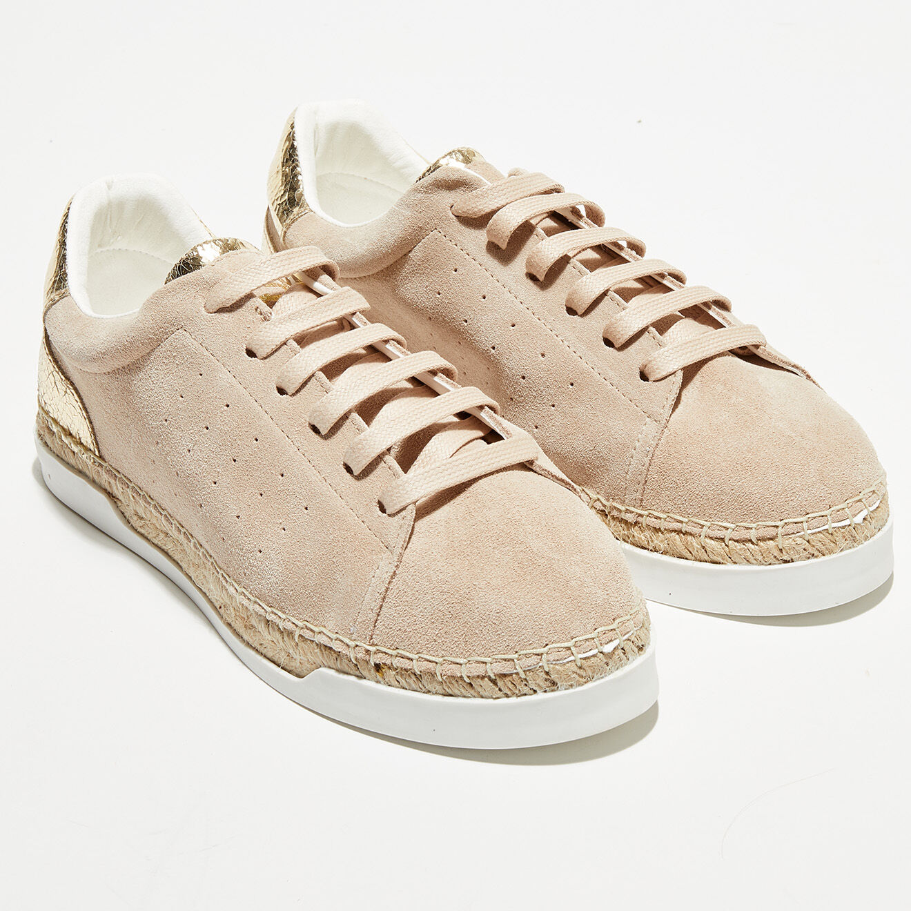Canal Saint Martin Sneakers en Velours de Cuir Lancry crème
