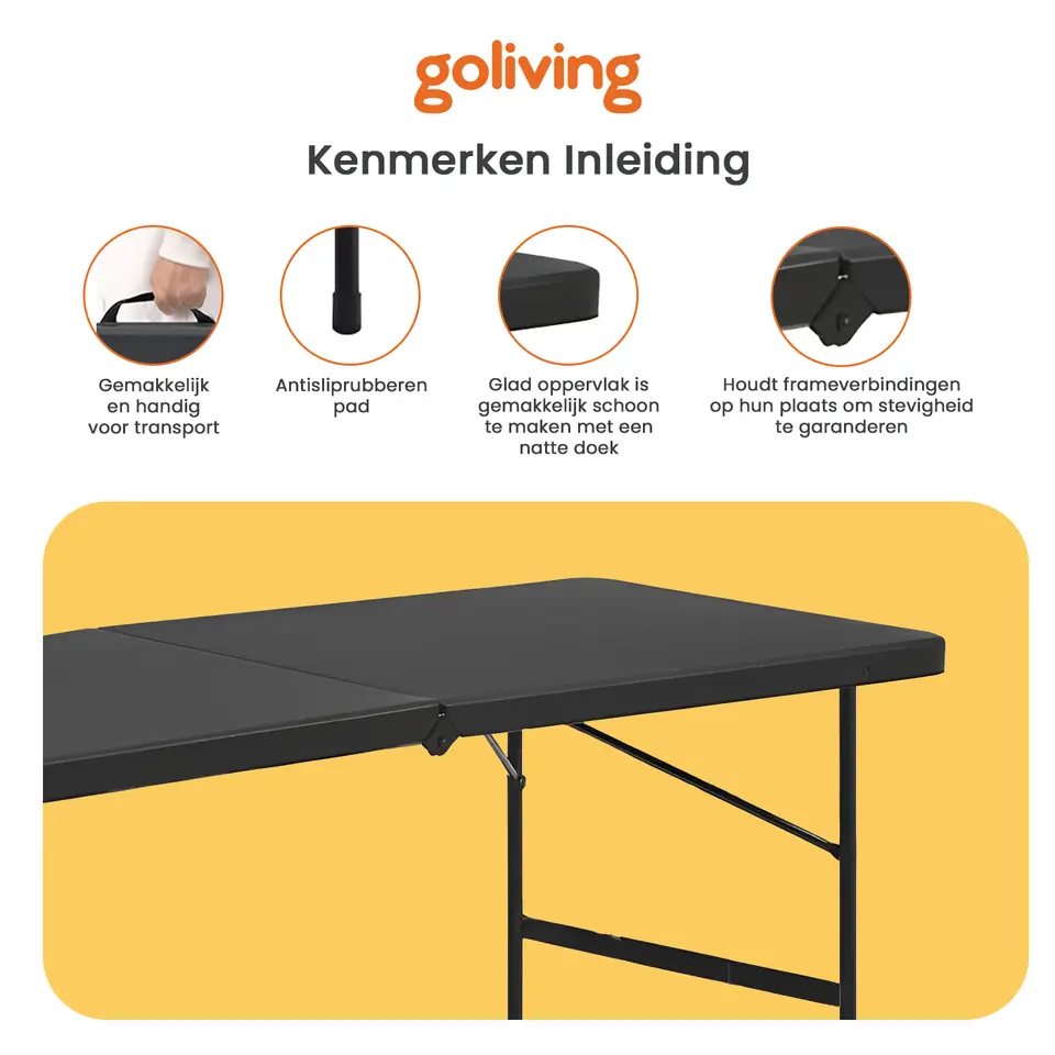 Goliving Inklapbare Tafel – Klaptafel – Campingtafel – Vouwtafel Buiten
