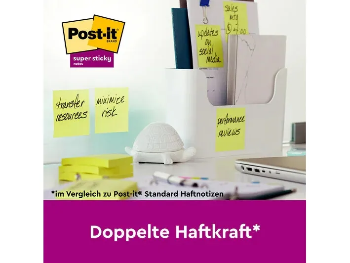 Post-it super sticky notes, 76 x 76 mm, gul, pakke a 24 stk.