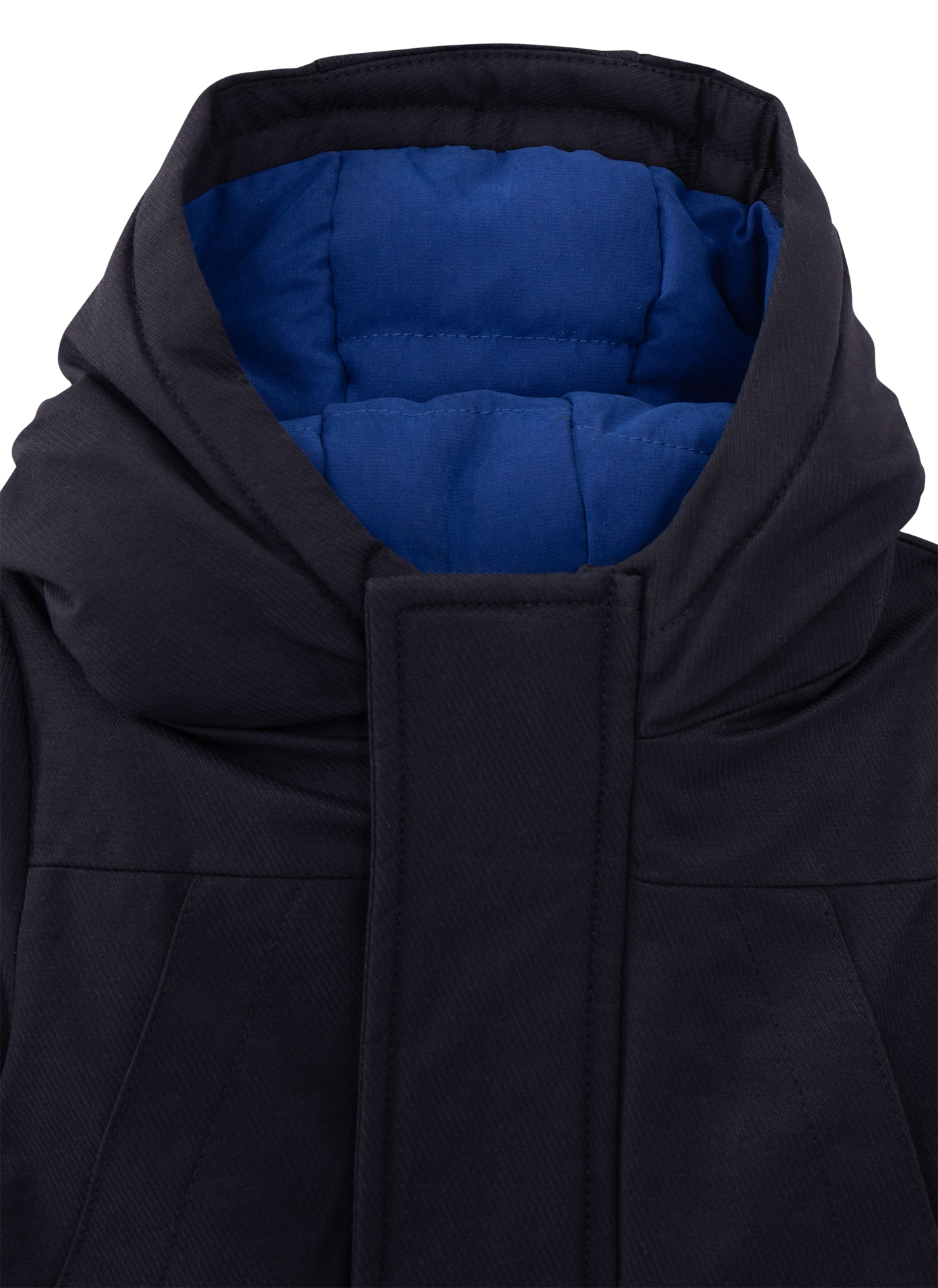 Parka col montant ample à capuche en coton mélangé | Bleu