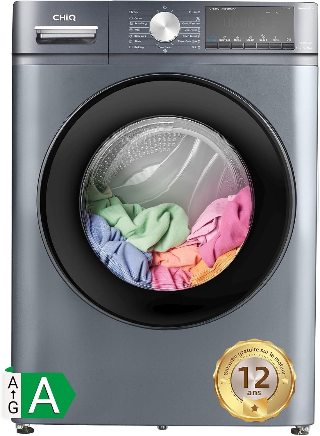 Machine à laver CHiQ CFL100-14586IM3XA, gris