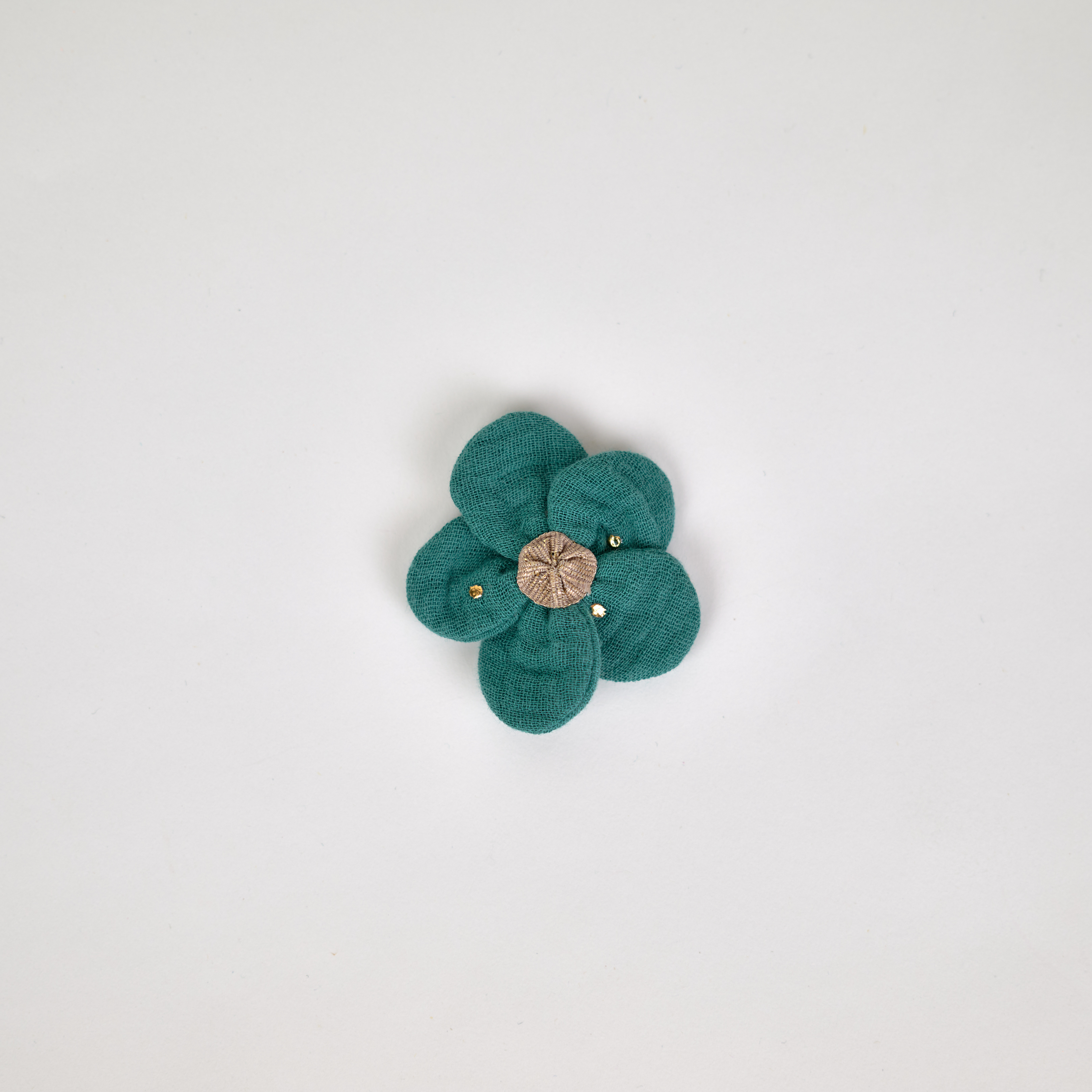 Mini Barrette Pétales De Fleur Gaze Pois Or Eucalyptus