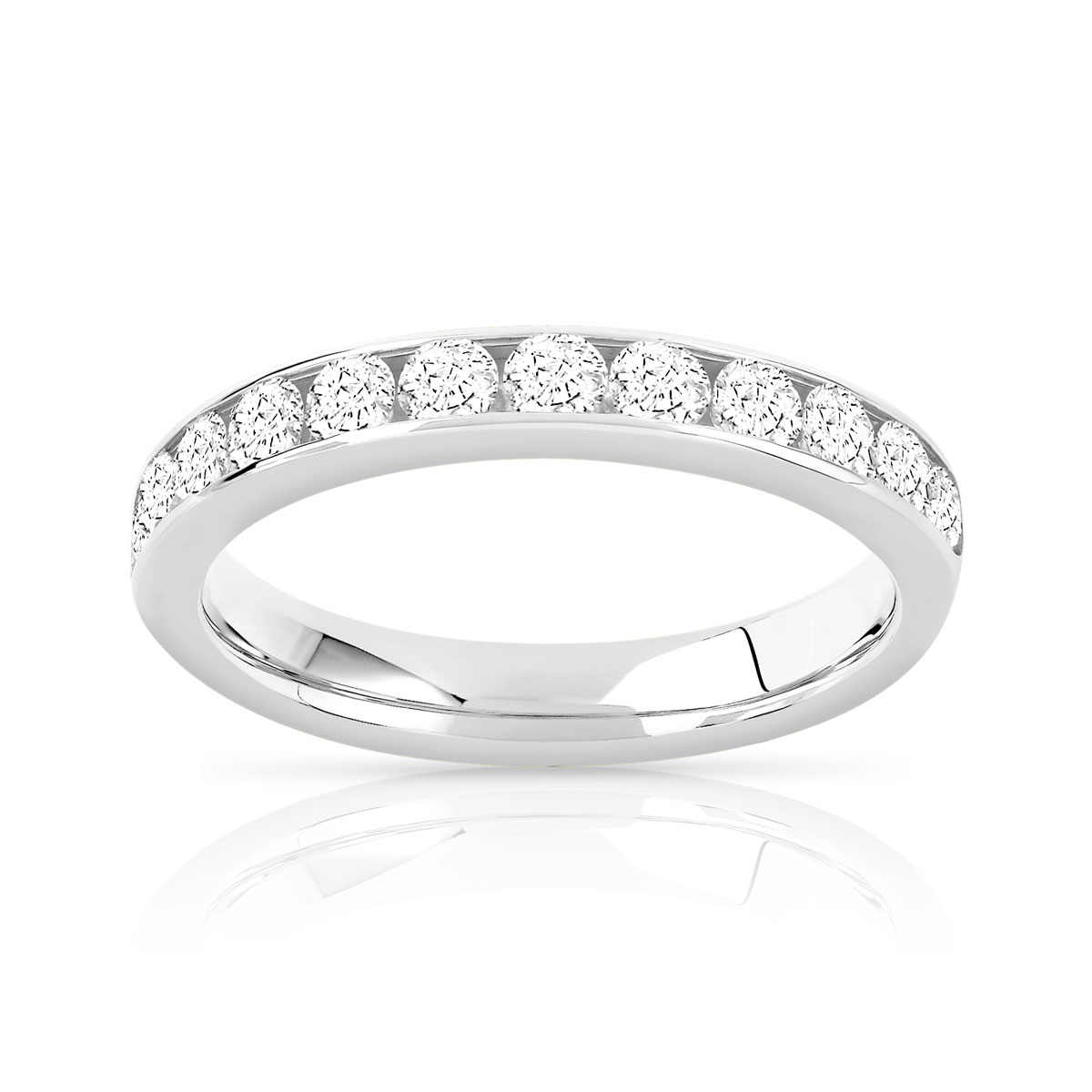 Alliance demi-tour or 750 blanc diamant