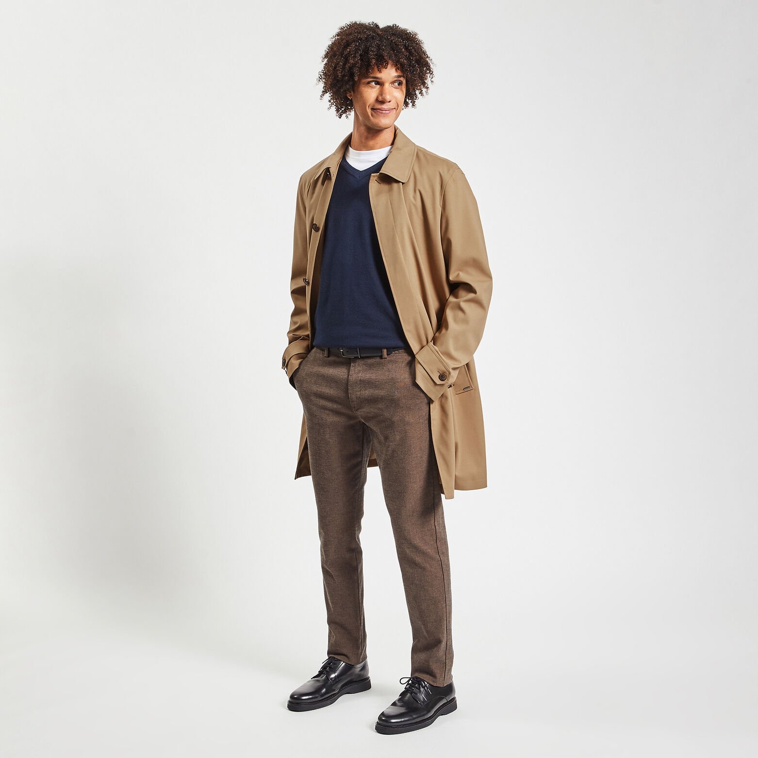 Trench col chemise avec doublure amovible Beige