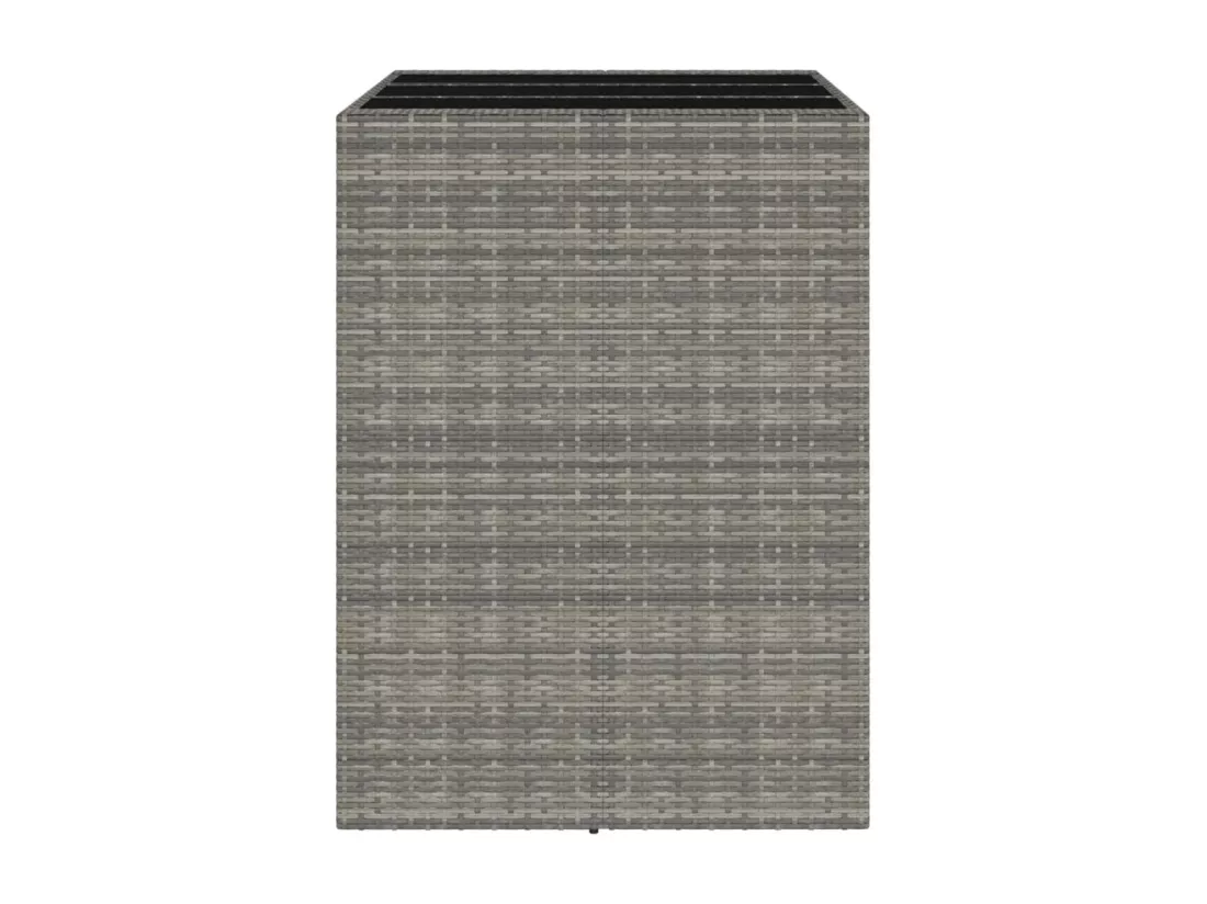 Prolenta Premium - Table de bar et dessus en verre gris 105x80x110 cm poly rotin