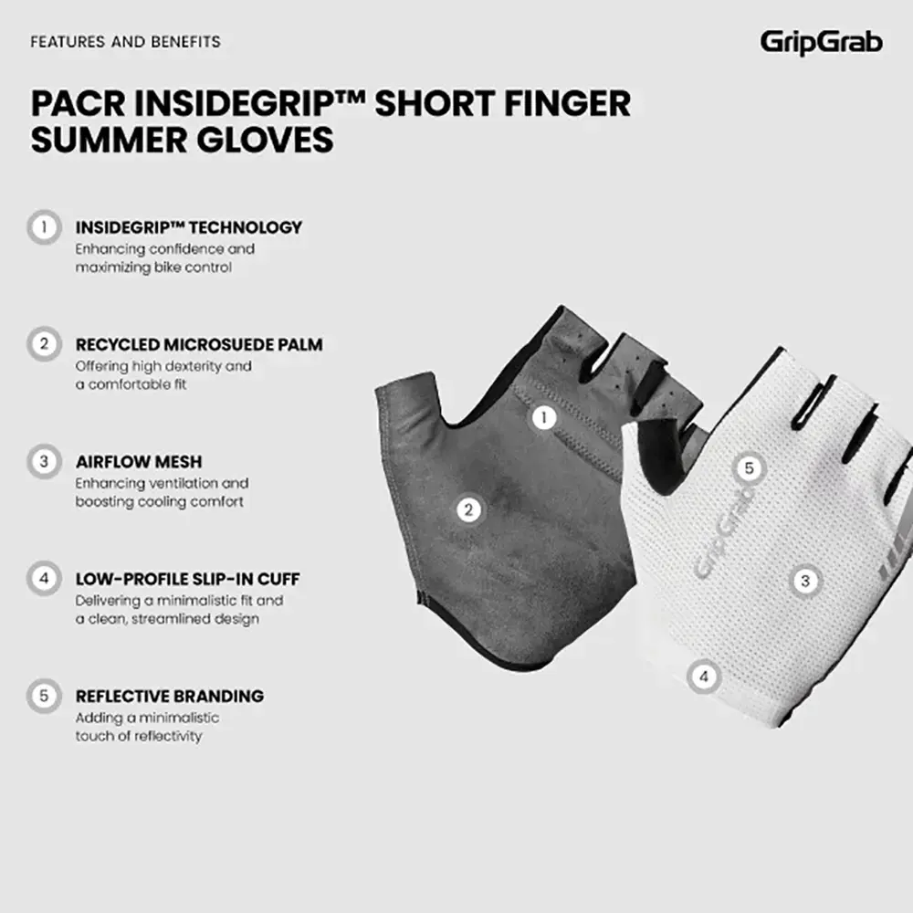 GripGrab PACR InsideGrip Zomer Fietshandschoenen Wit