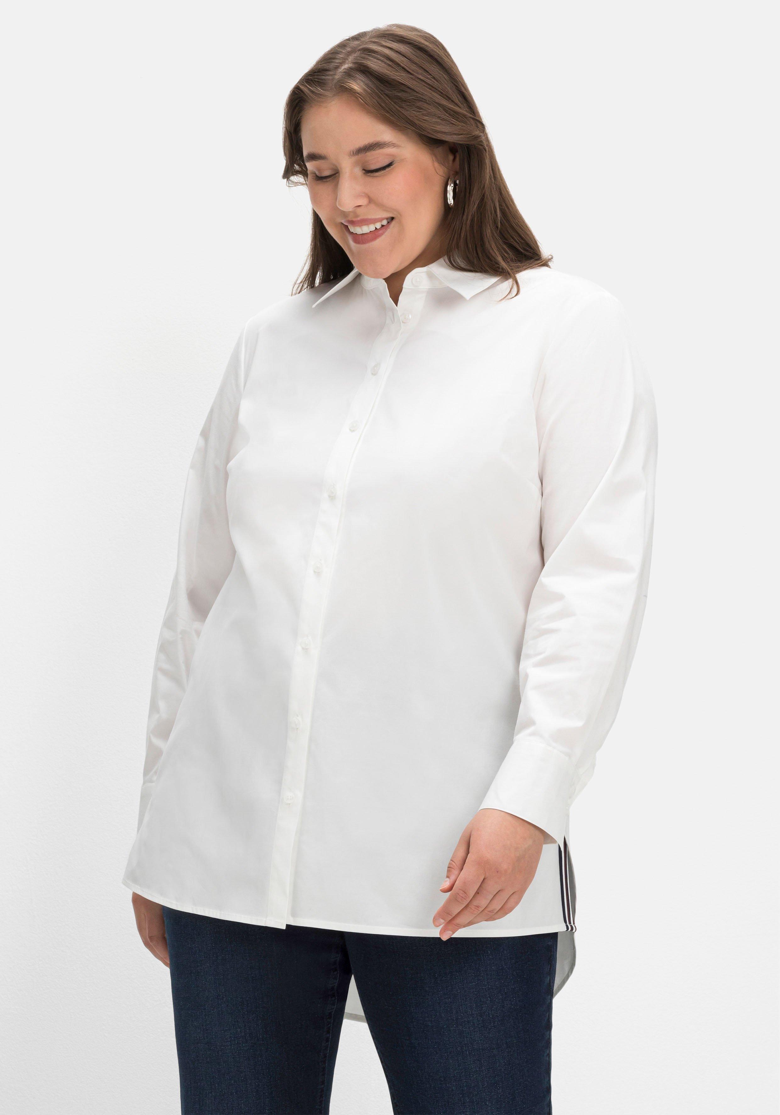 Longbluse mit Kontrast-Seitenschlitzen