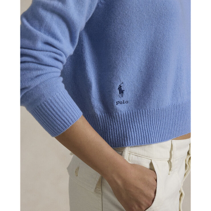 Polo Ralph Lauren Wool-Blend Cropped Crewneck Sweater New litchfield blue
