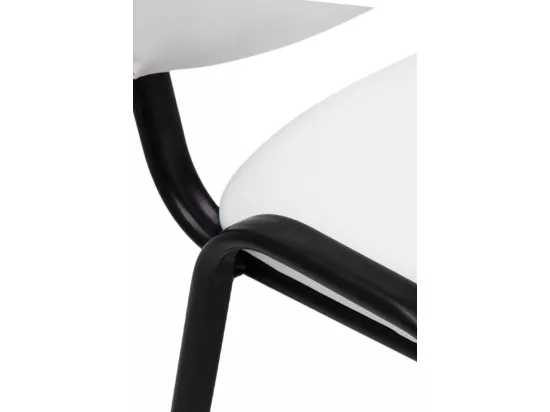 Chaise de salle à manger - Similicuir & Métal noir mat - Blanc - Ken