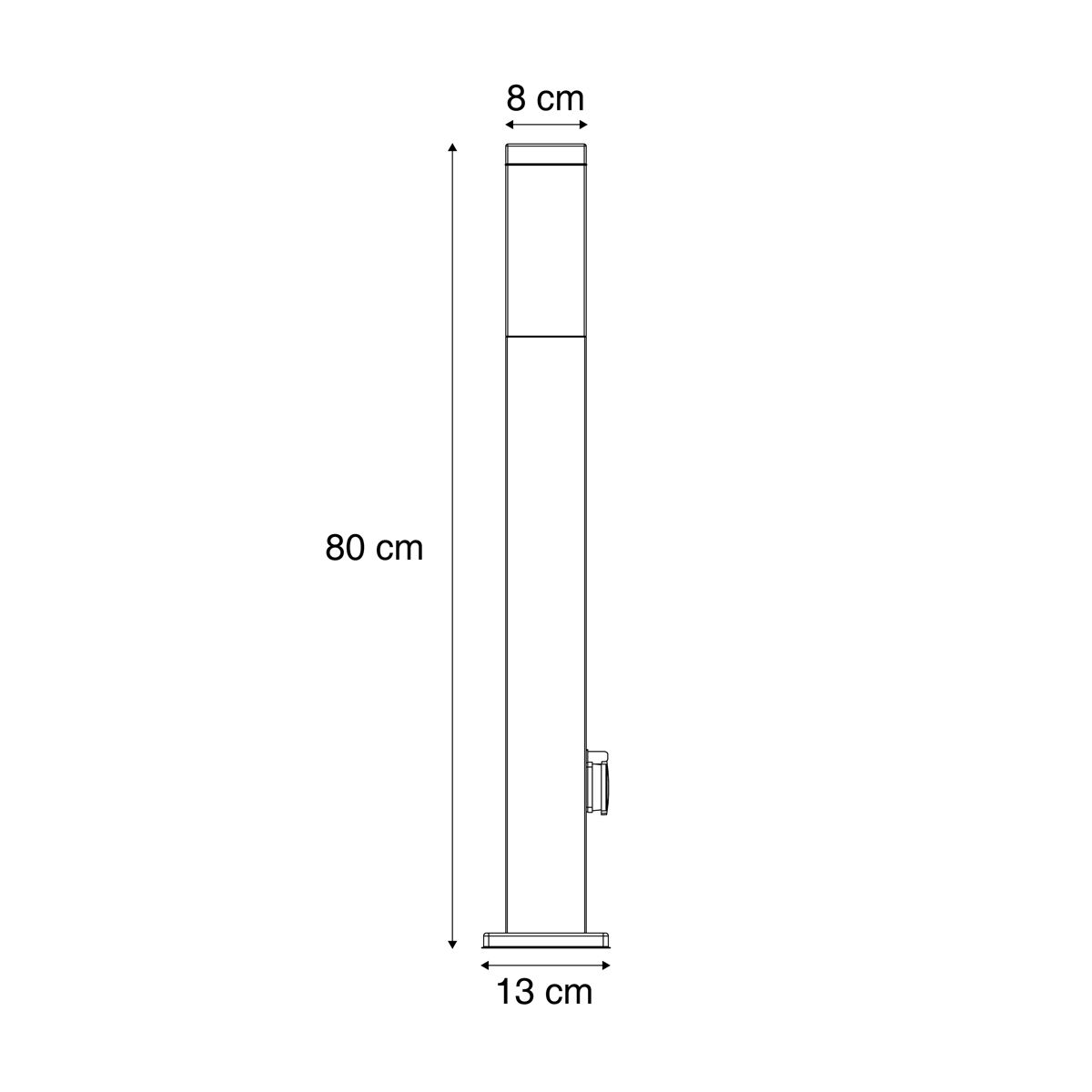 Buitenlamp roestbruin met helder glas 80cm IP44 met stopcontact en bewegingssensor - Malios