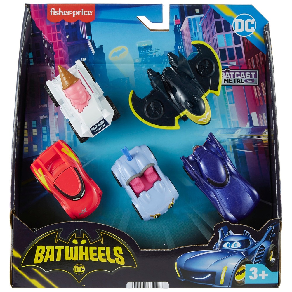 Fisher-Price Batwheels DC: Bam das Batmobil, 5er-Pack Diecast-Charakterfahrzeuge