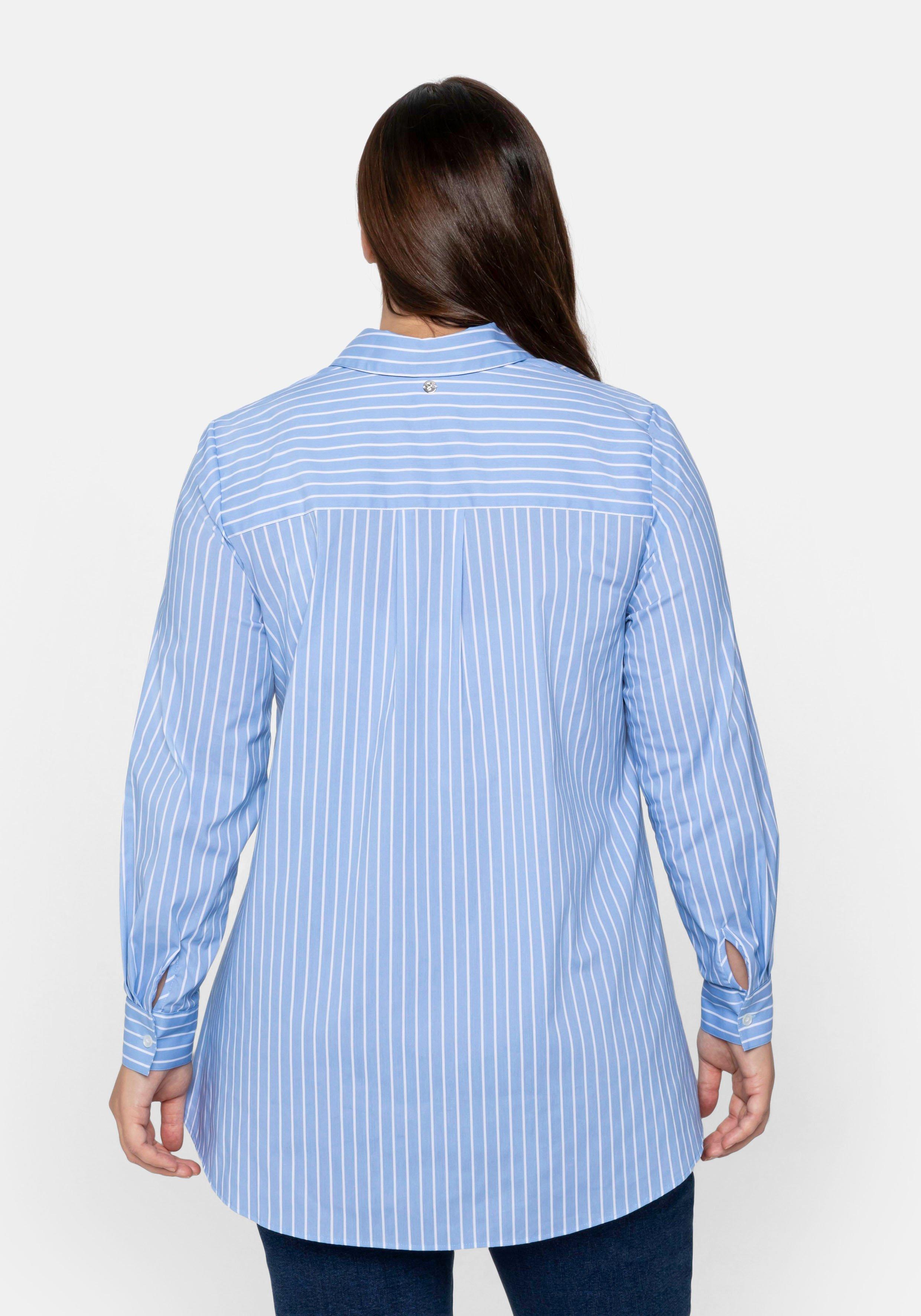 Longbluse mit Streifen und gerundetem Saum
