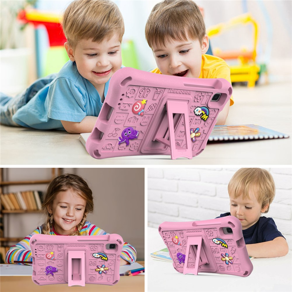 Samsung Galaxy Tab A11 / A9 Stossfeste Kinder Schaumstoff Hülle mit Griff   Kickstand   Schultergurt - Rosa