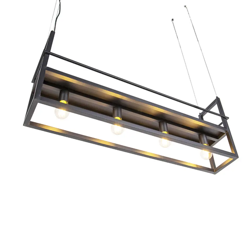 Qazqa hanglampen cage rack zwart e27