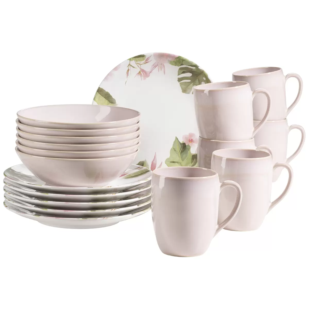Frühstückset 18-tlg. OSSIA grün,rosa,weiss
