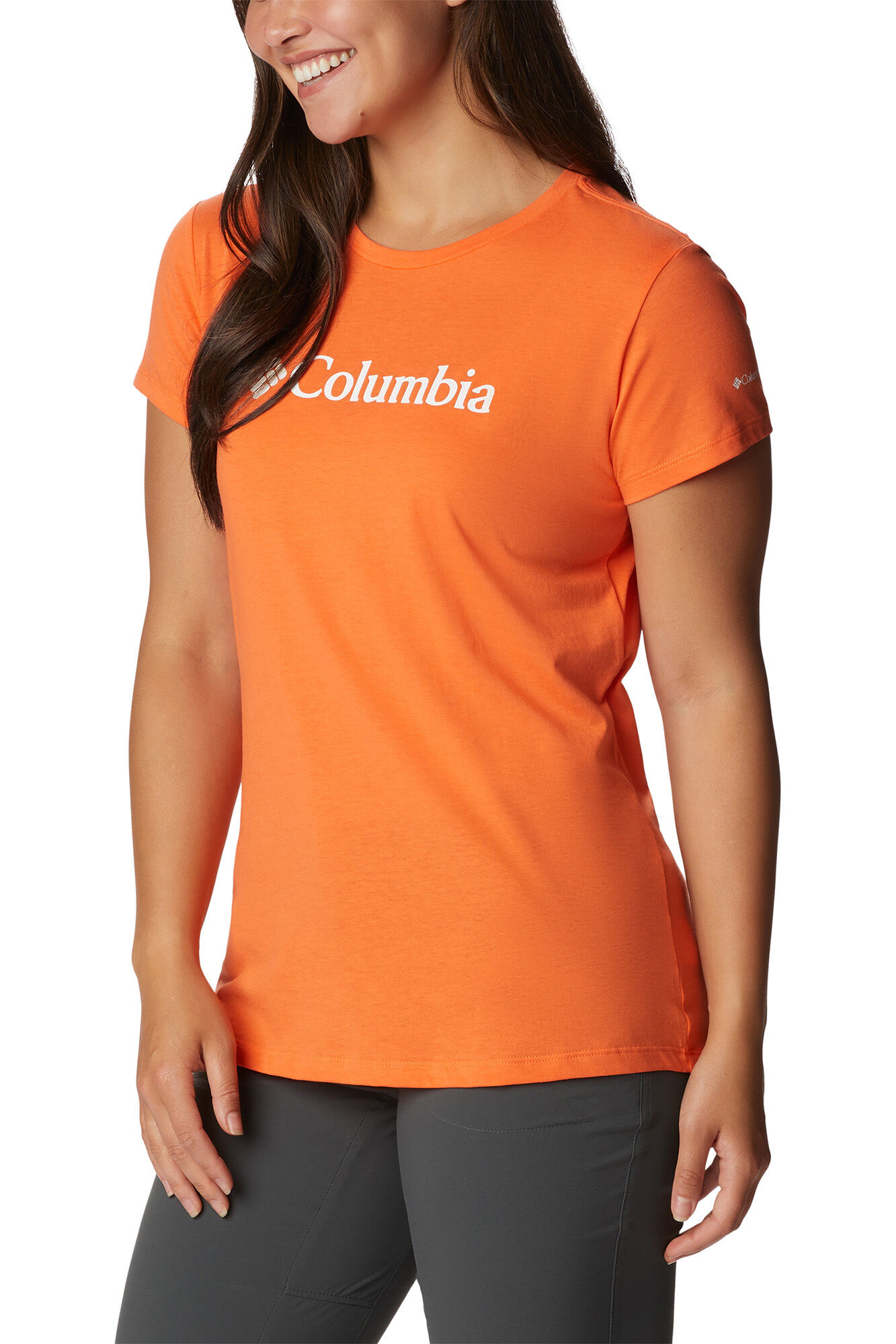 Camiseta feminina casual estampada Columbia Trek™ - Laranja